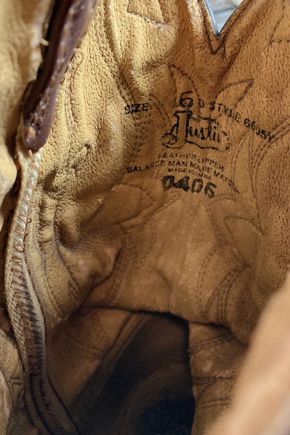 Vintage Justin Leather Embroidered Cowboy Boots- Men's Size 6D