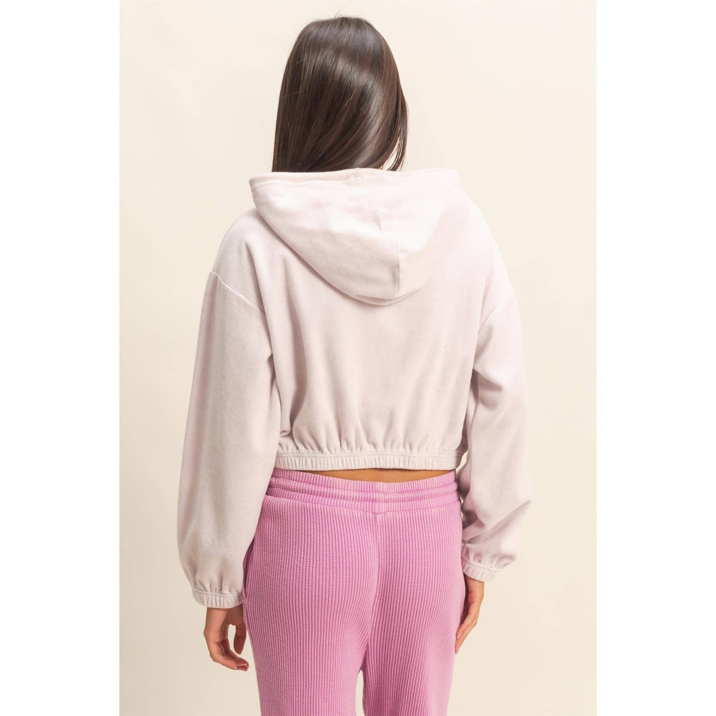 Cropped Velvet Pullover Hoodie - 2 Colors