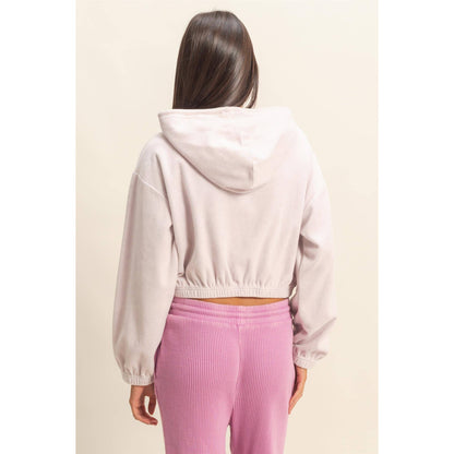 Cropped Velvet Pullover Hoodie - 2 Colors