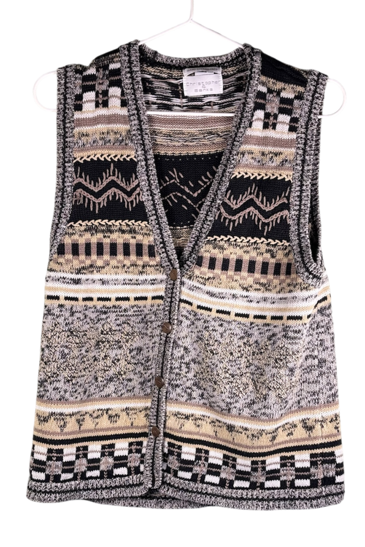 Thrifted Christopher & Banks Hand Embroidered Sweater Vest - Size Small