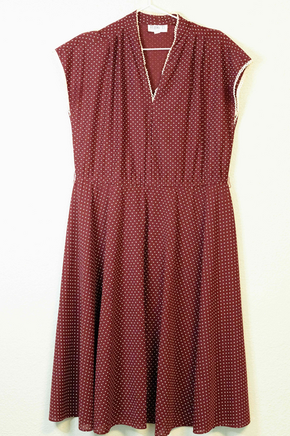 Vintage Franky B Maroon Polka Dot Dress - Size 14
