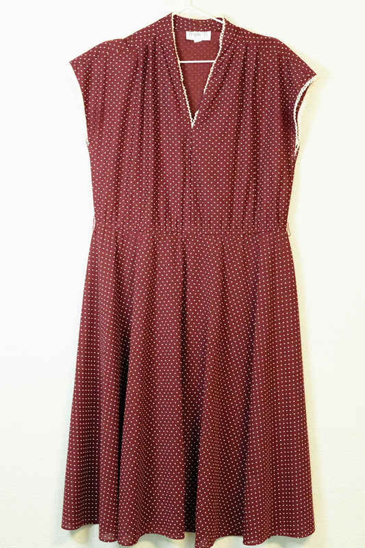 Vintage Franky B Maroon Polka Dot Dress - Size 14
