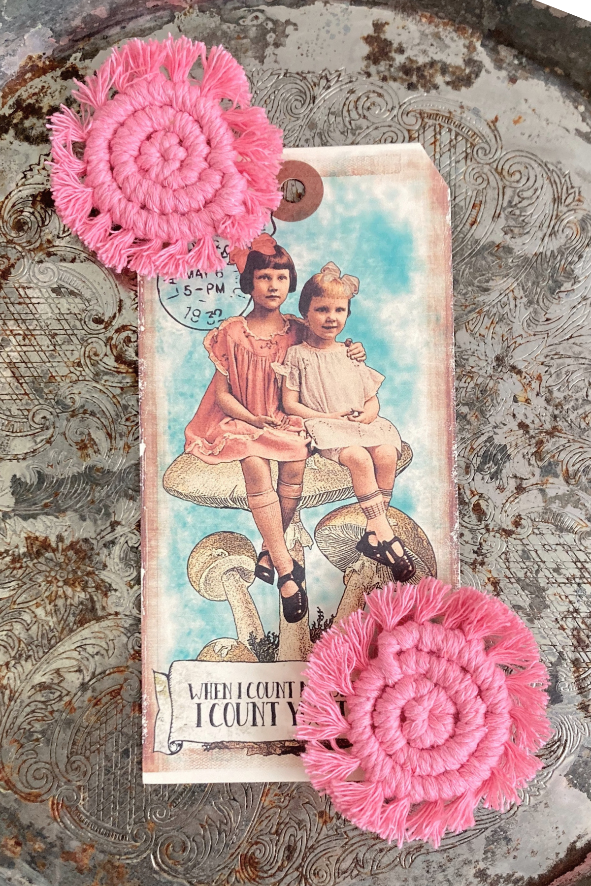 Handmade Macrame Button Magnets- Set of 2