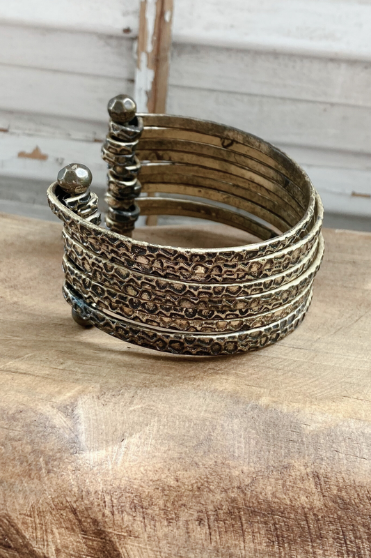 Thrifted Gold Tone Multi-Strand Cuff Bracelet