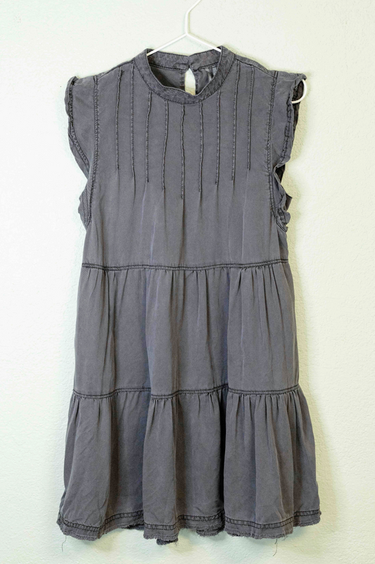 Thrifted Anthropologie Dark Gray Jenne Tiered Tunic Dress - Size XS