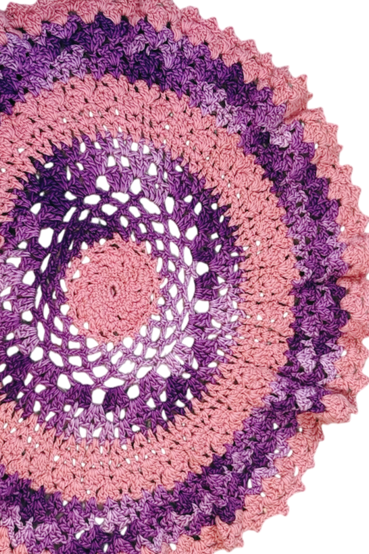 Vintage Handmade Pink & Purple Doily