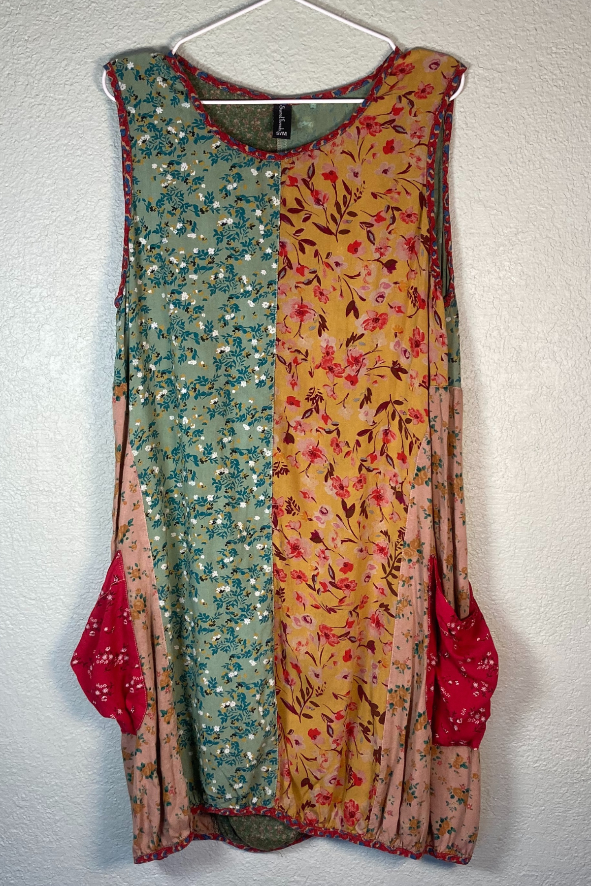 Thrifted Sacred Threads Floral Patchwork Dress - Size: S/M