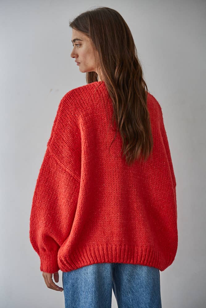 Oversized Knit Tie Front Sweater