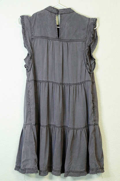 Thrifted Anthropologie Dark Gray Jenne Tiered Tunic Dress - Size XS