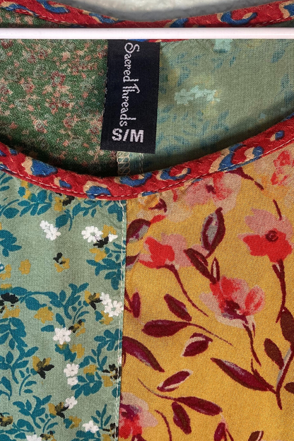 Thrifted Sacred Threads Floral Patchwork Dress - Size: S/M