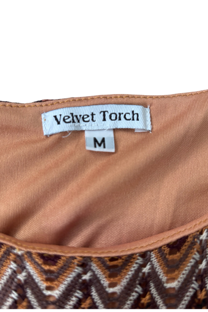 Thrifted Velvet Torch Brown Dress - Size Medium