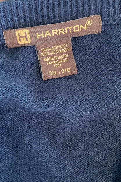 Thrifted Harriton Navy Sweater Cardigan - Size 3XL