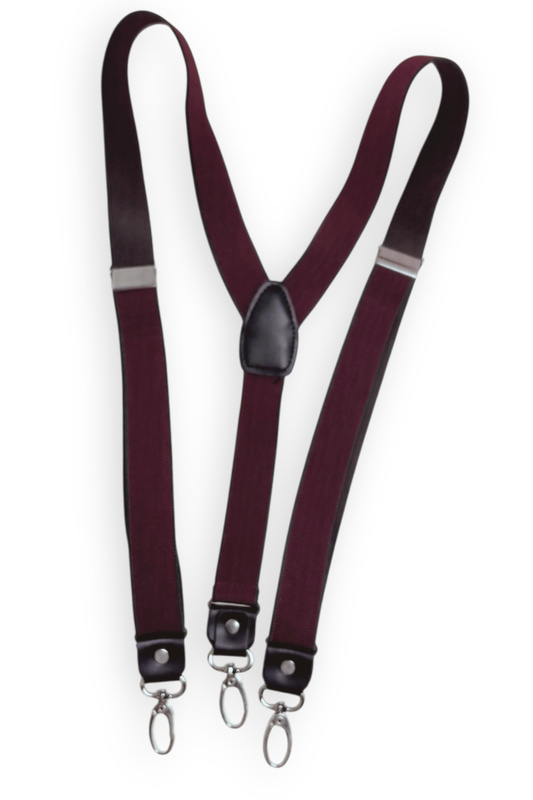 Thrifted Burgundy Suspenders with Lobster Clasps