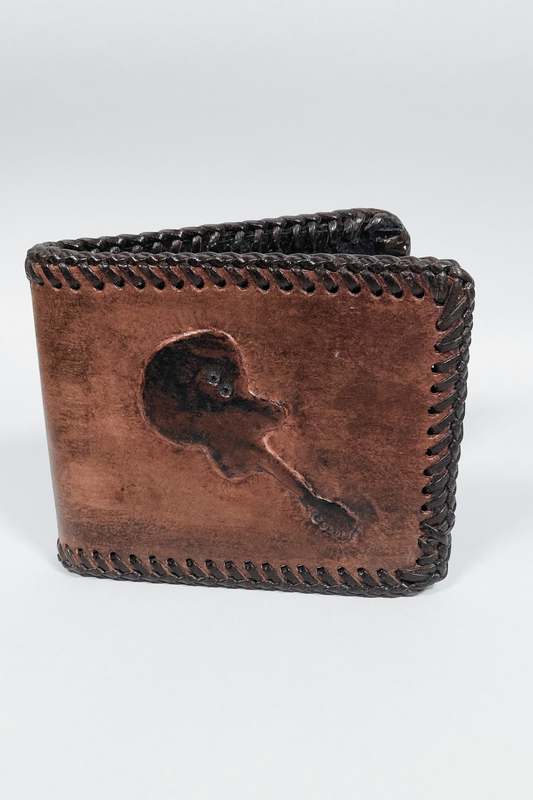 Vintage Hand Tooled Leather Wallet w/ Guitar Detail
