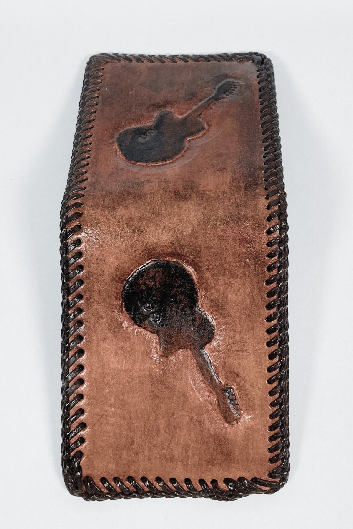 Vintage Hand Tooled Leather Wallet w/ Guitar Detail