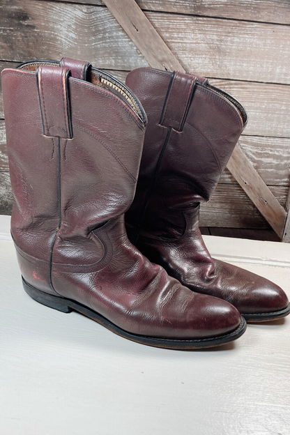 Thrifted Justin Brown Leather Cowboy Boots: Men's Size 6.5D