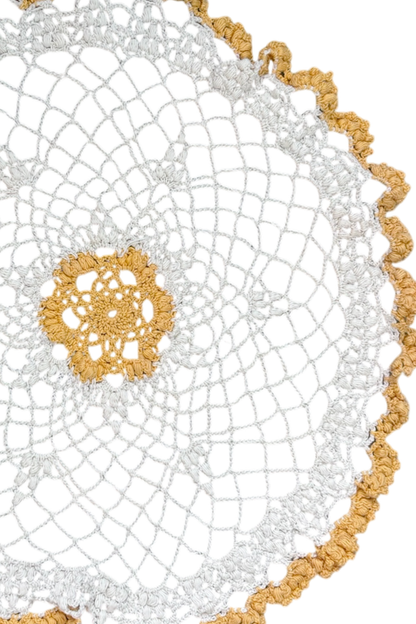 Vintage Handmade Yellow & White Doily