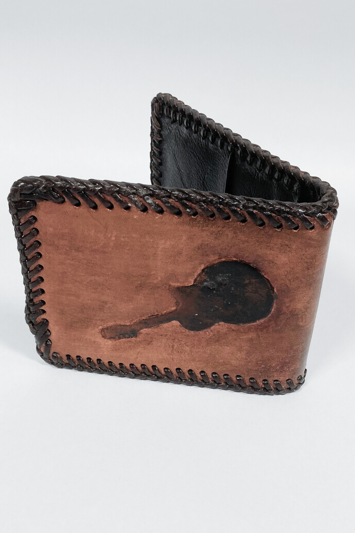 Vintage Hand Tooled Leather Wallet w/ Guitar Detail