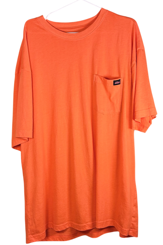 Thrifted Dickies Florescent Orange T-shirt - Size 2XL