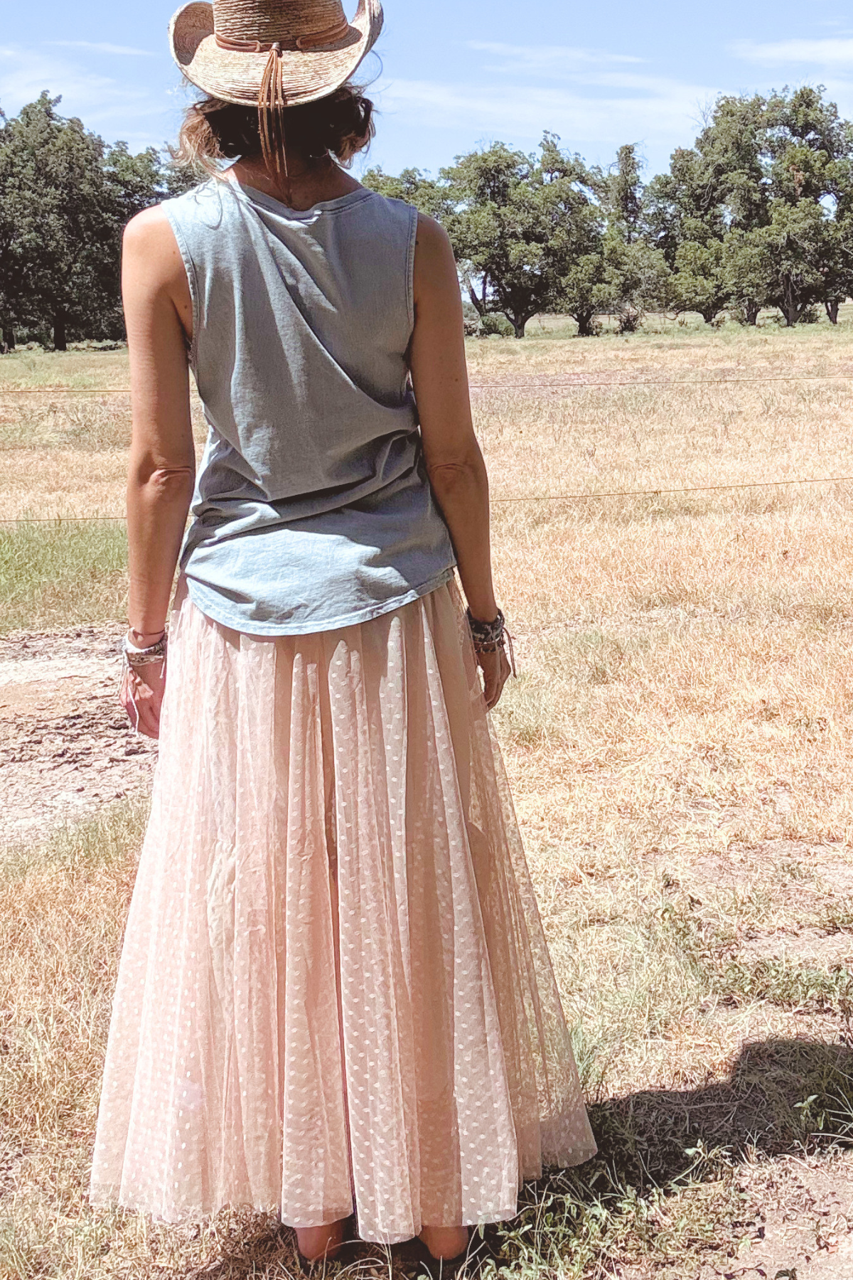 Polka Dot Mesh Skirt
