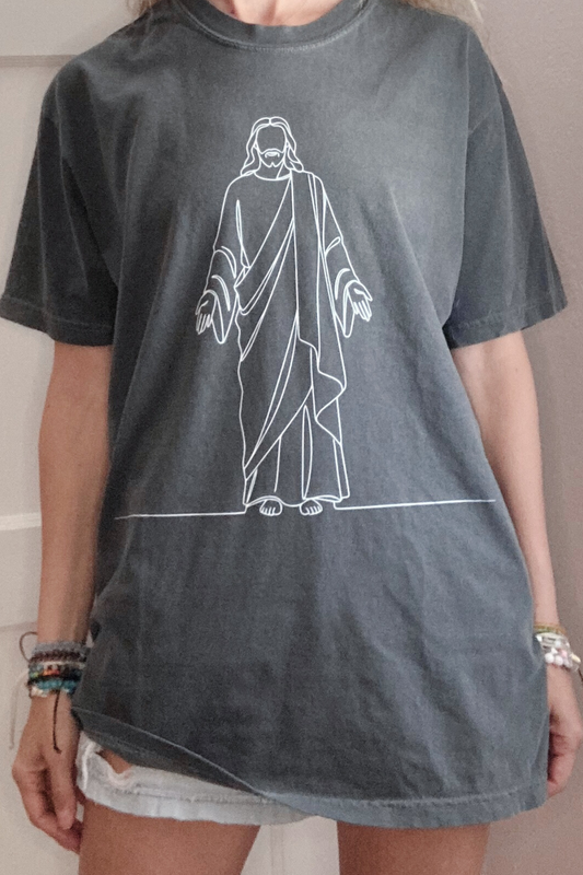 Jesus Line Art 100% Cotton T-shirt