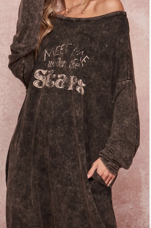 Under the Stars Long-Sleeve Graphic T-Shirt Mini Dress