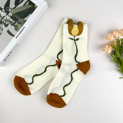 Lolita Floral Cotton Socks - 4 Styles