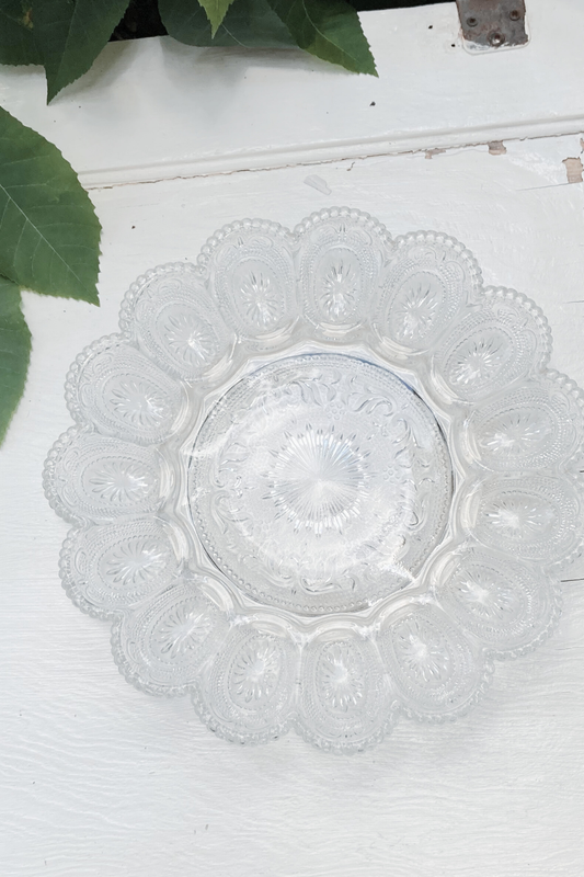 Vintage Egg Serving Glass Plate
