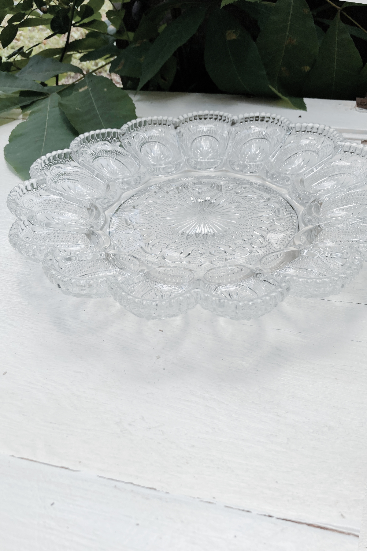 Vintage Egg Serving Glass Plate
