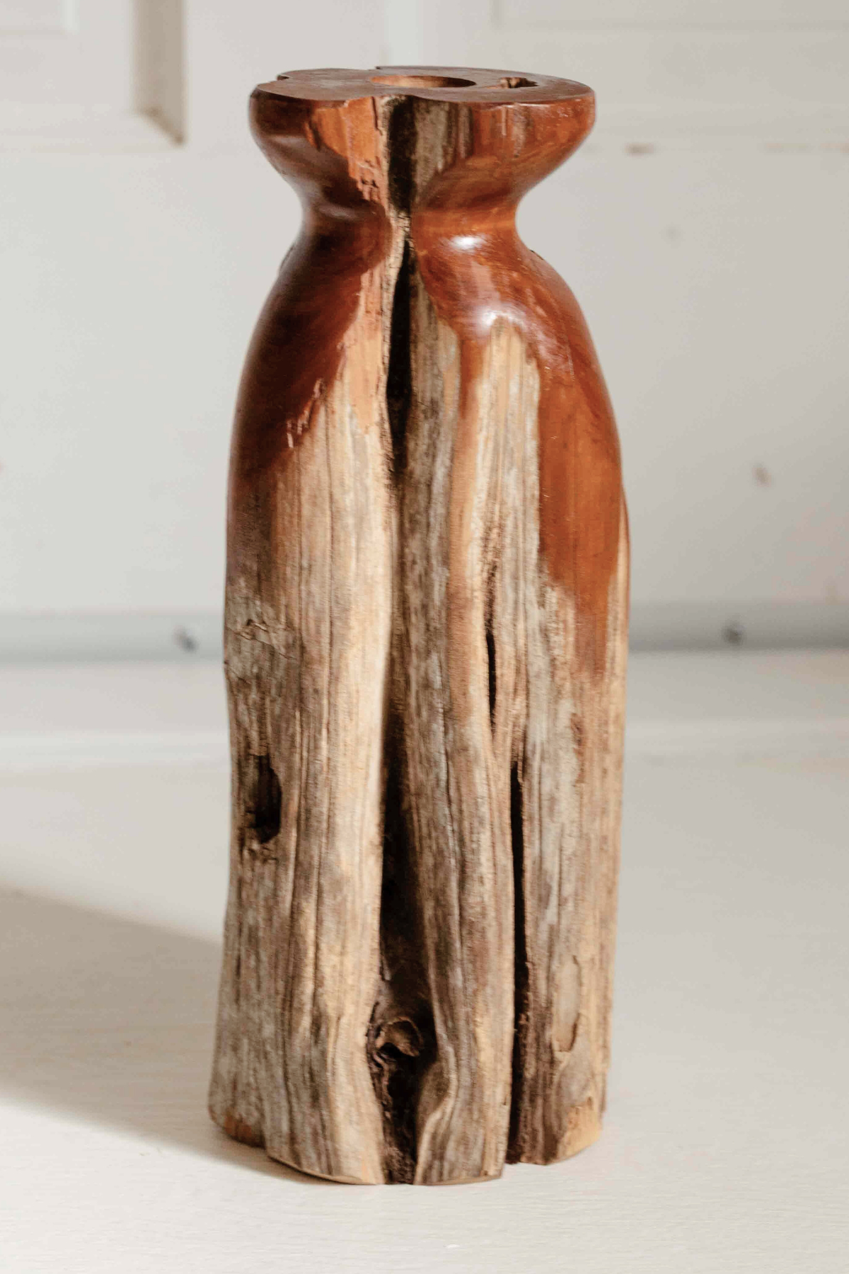 Thrifted Rustic Tree Stump Candleholder