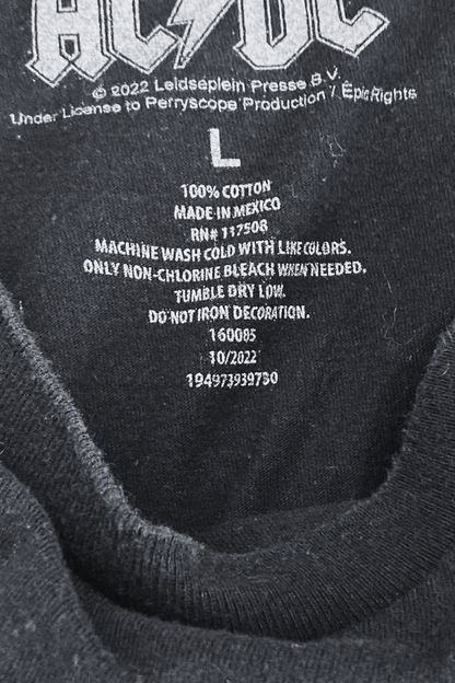 Thrifted ACDC Black T-Shirt - Size Large