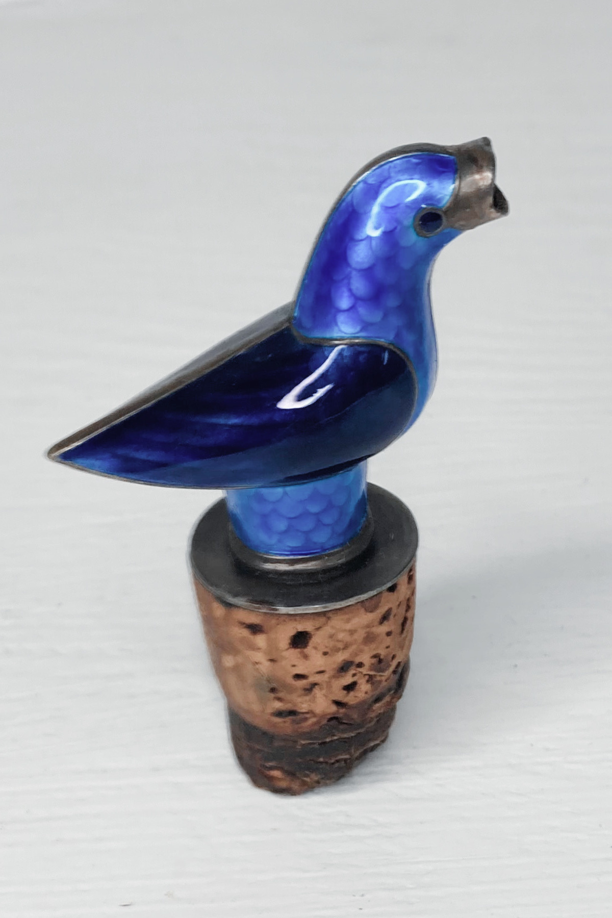 Vintage Mid Century Modern Silver & Enameled Bird Pourer