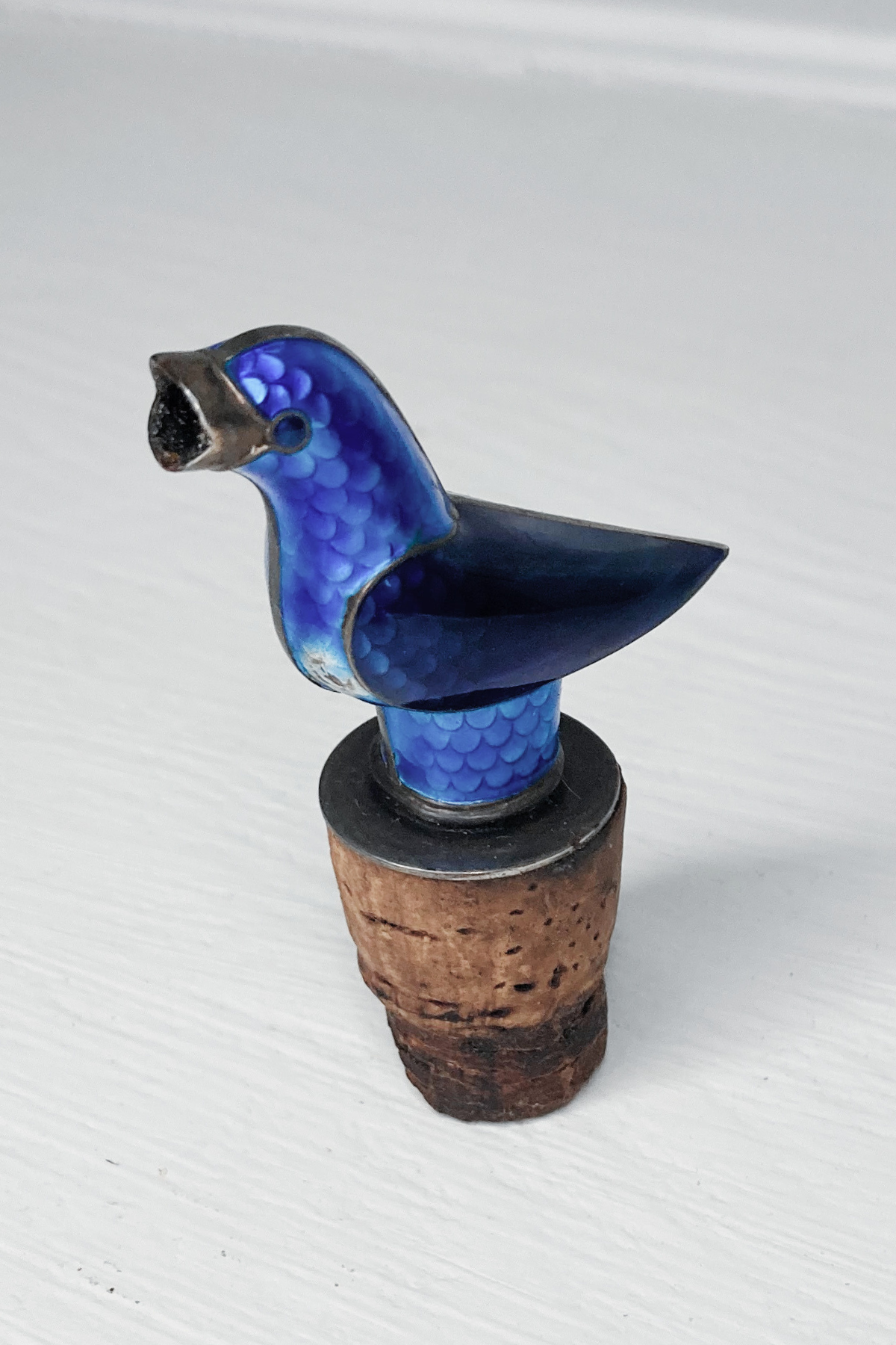 Vintage Mid Century Modern Silver & Enameled Bird Pourer