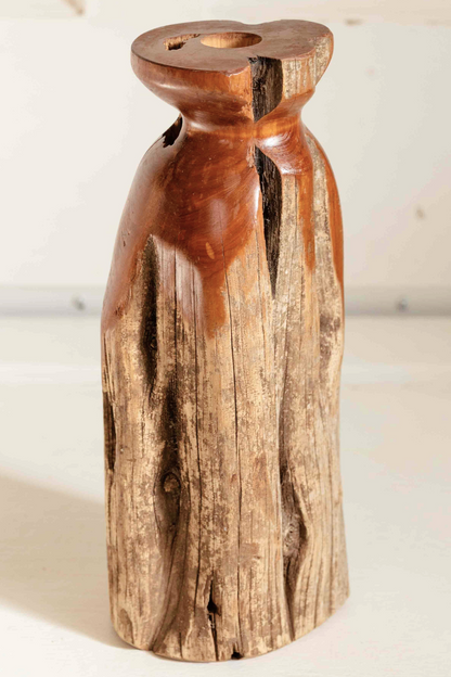 Thrifted Rustic Tree Stump Candleholder
