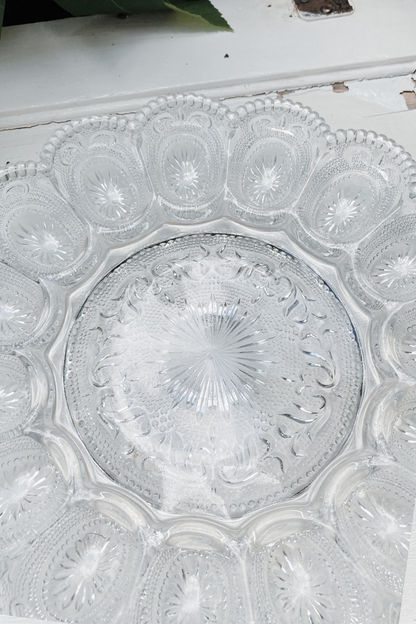 Vintage Egg Serving Glass Plate