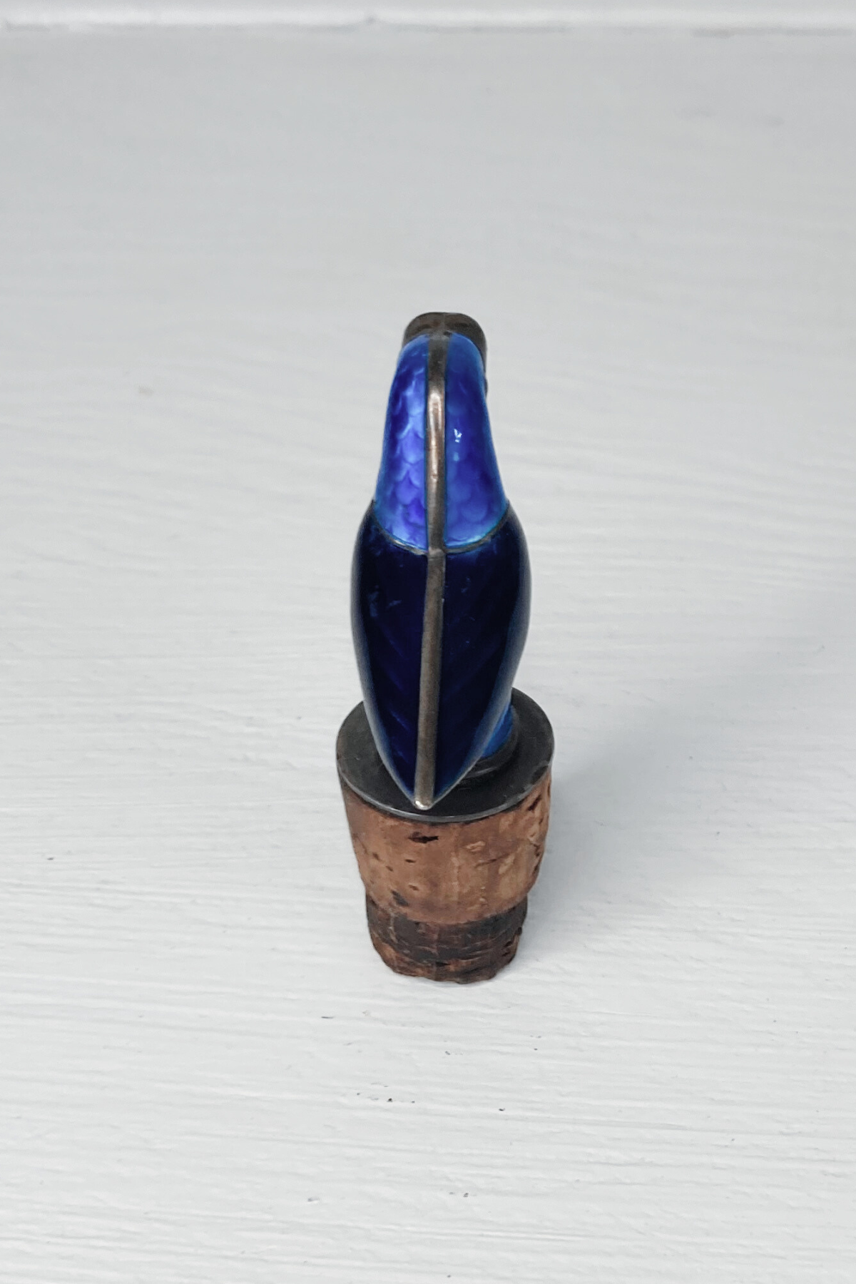 Vintage Mid Century Modern Silver & Enameled Bird Pourer