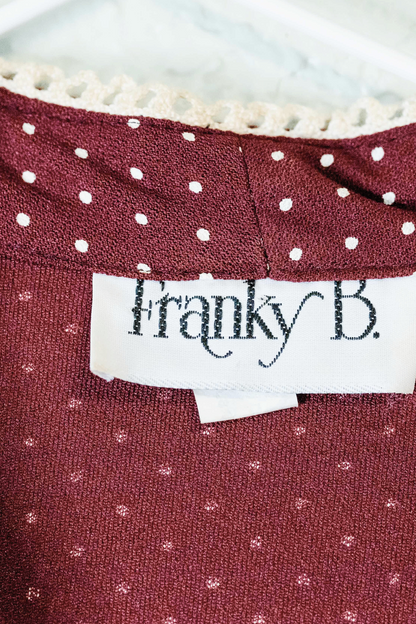 Vintage Franky B Maroon Polka Dot Dress - Size 14