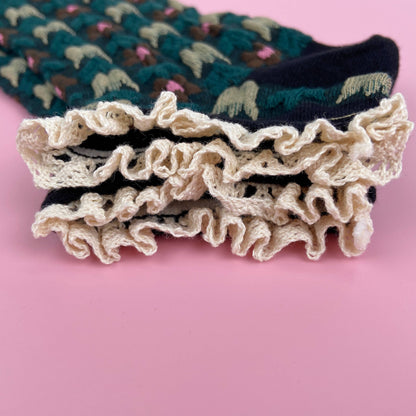 Black Retro Floral & Lace Socks