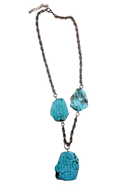 Thrifted Turquoise-Colored Stone Necklace