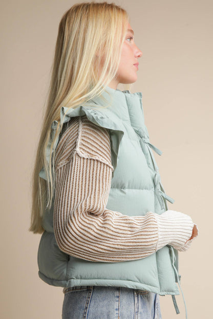 Puffer Vest w/ Ruffle Sleeve