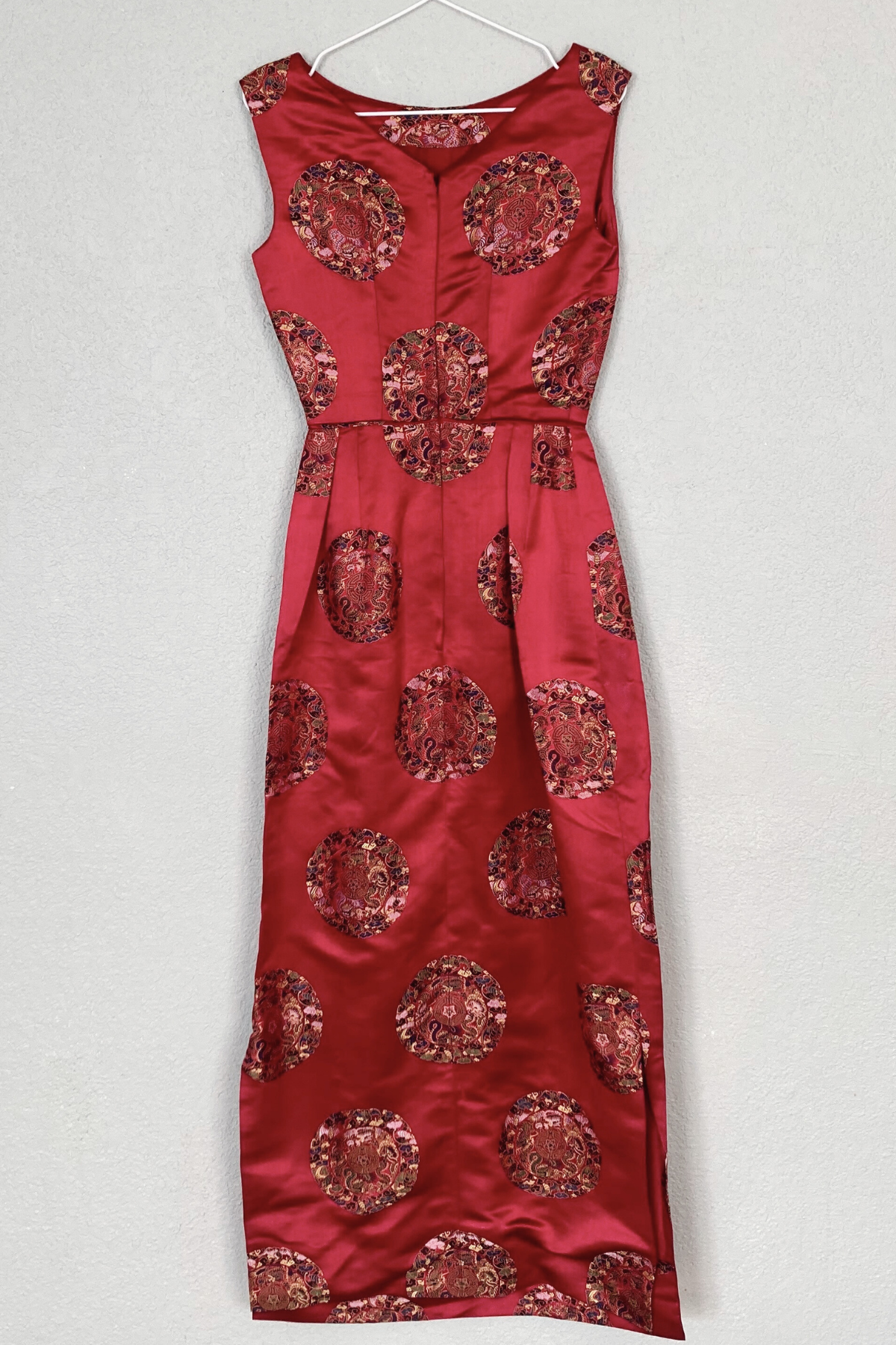 Vintage Silk Chinese Red Sleeveless Dress