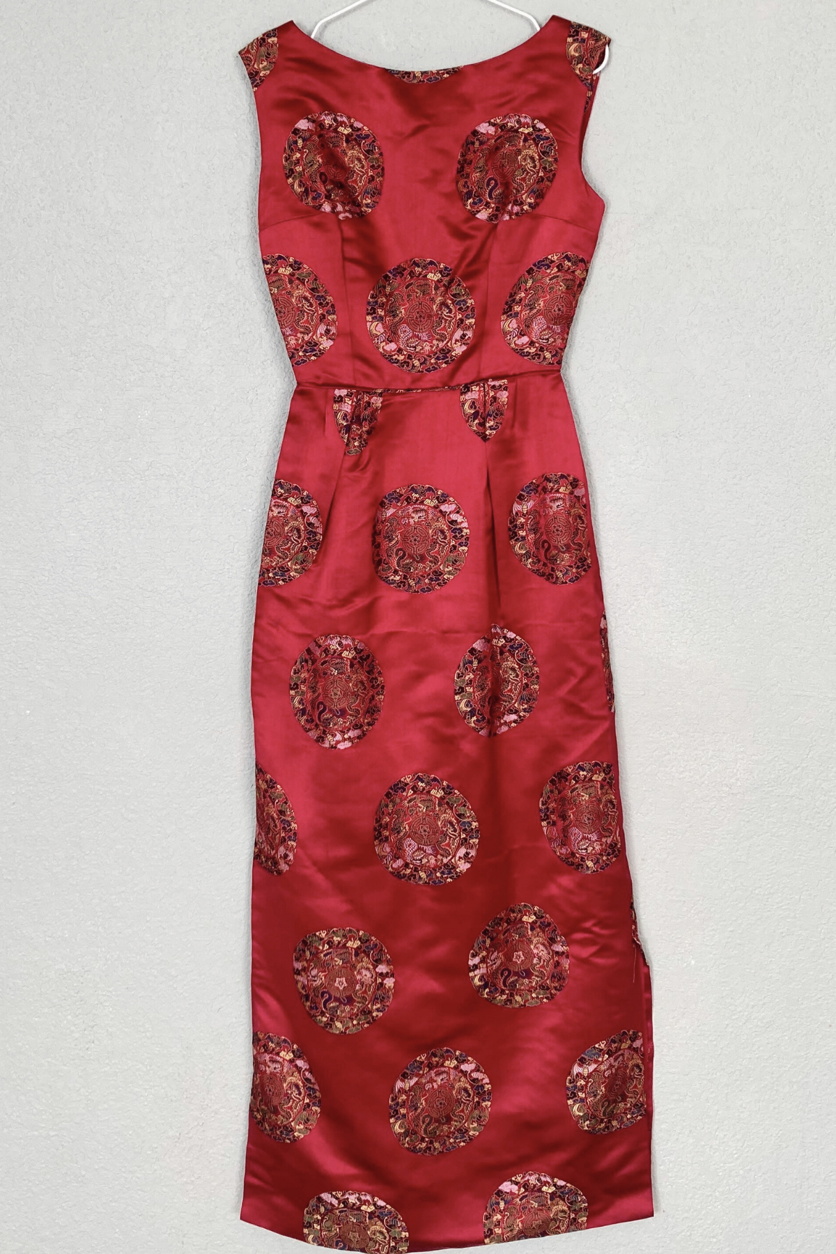 Vintage Silk Chinese Red Sleeveless Dress