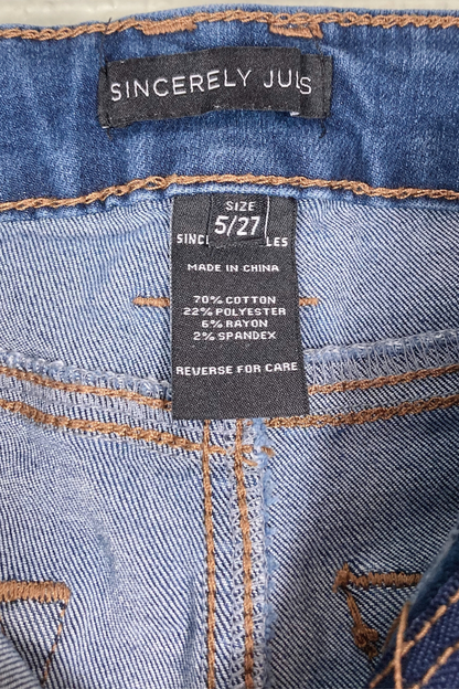 Thrifted Sincerely Jules Distressed Bottom Flared Jeans - Size 5/27