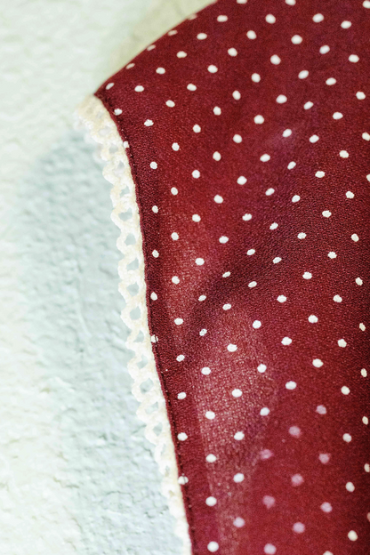 Vintage Franky B Maroon Polka Dot Dress - Size 14