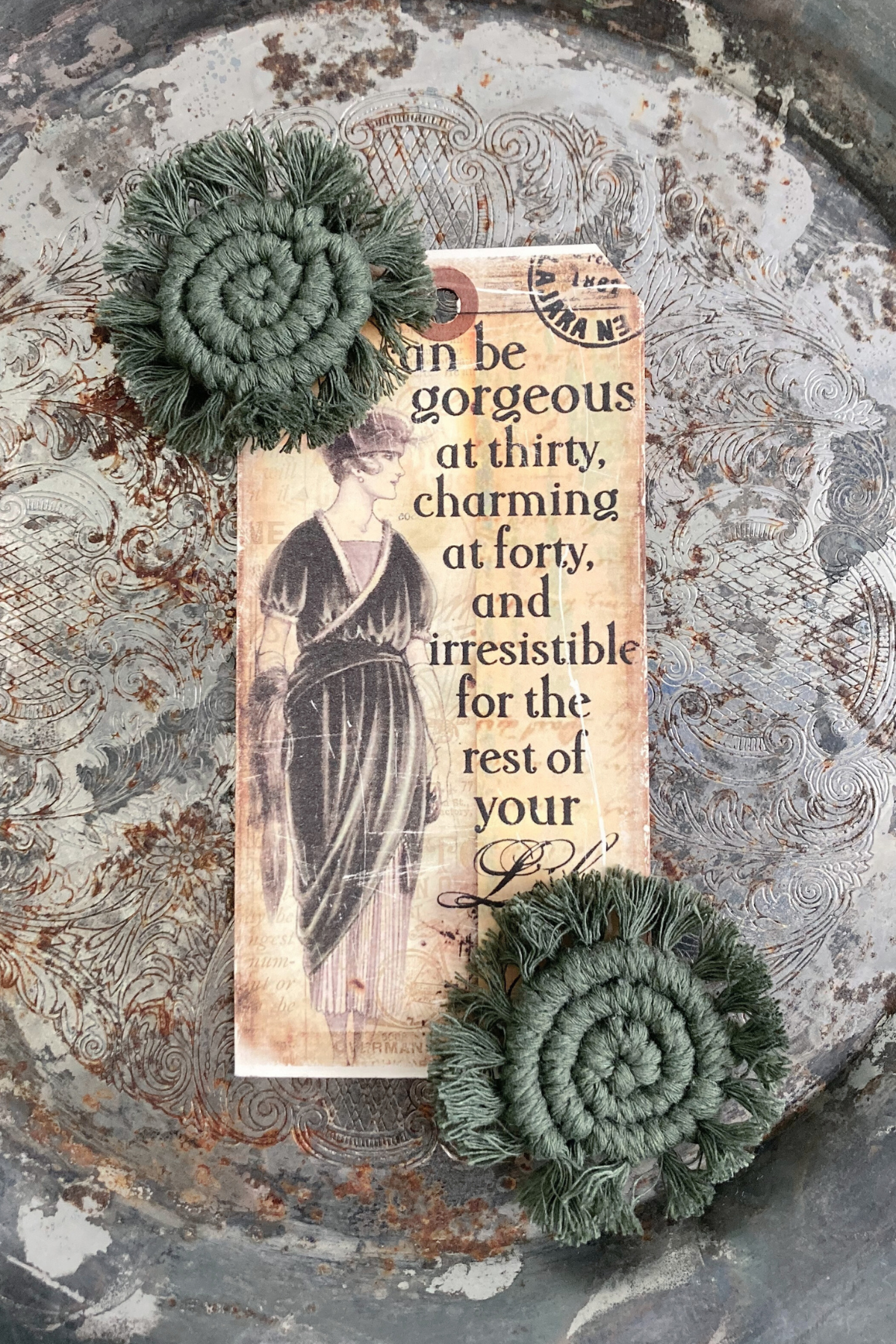Handmade Macrame Button Magnets- Set of 2