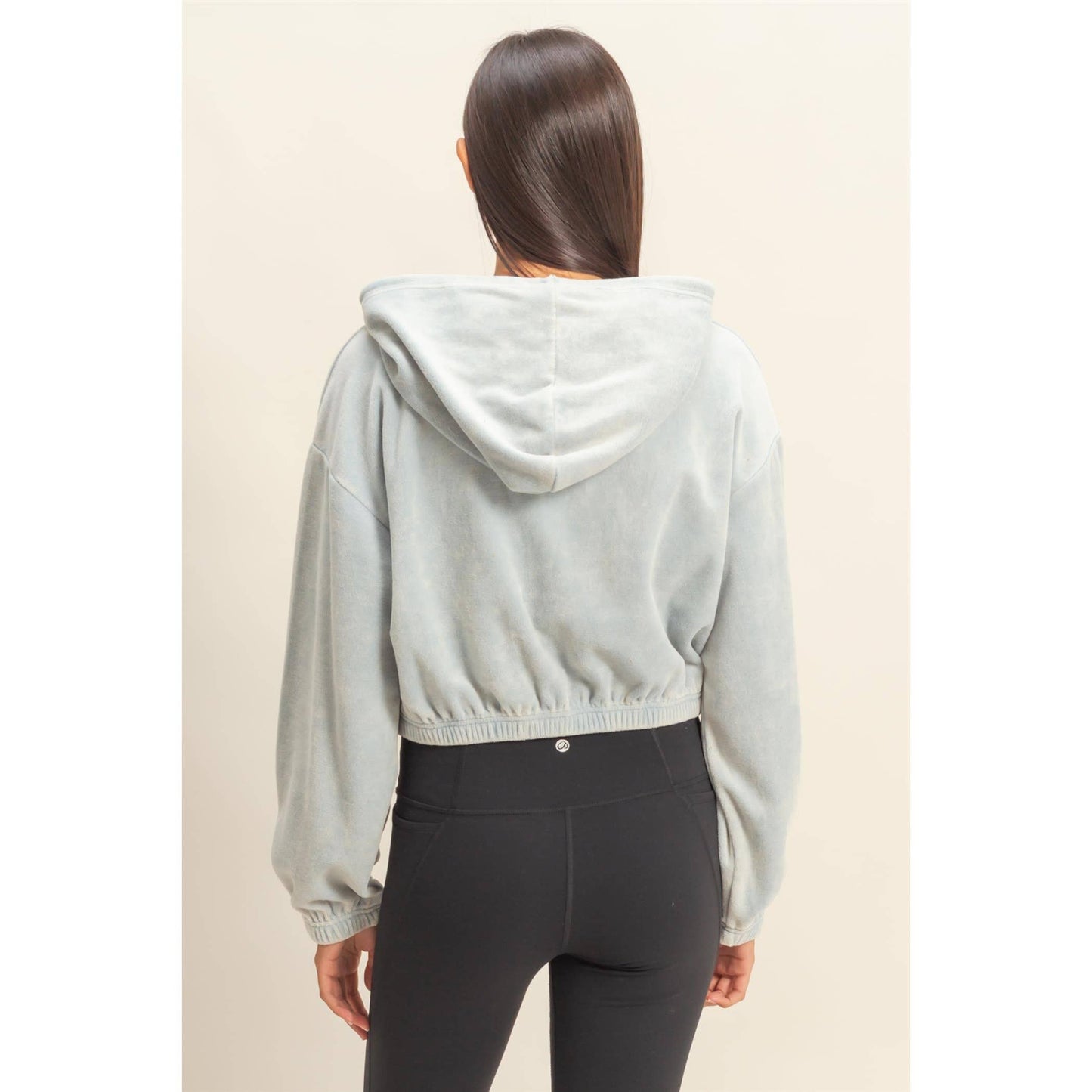 Cropped Velvet Pullover Hoodie - 2 Colors