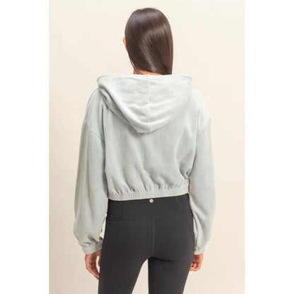 Cropped Velvet Pullover Hoodie - 2 Colors