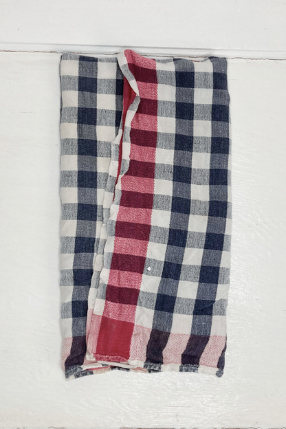 Vintage Blue Checkered Hand Towel