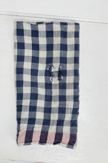 Vintage Blue Checkered Hand Towel