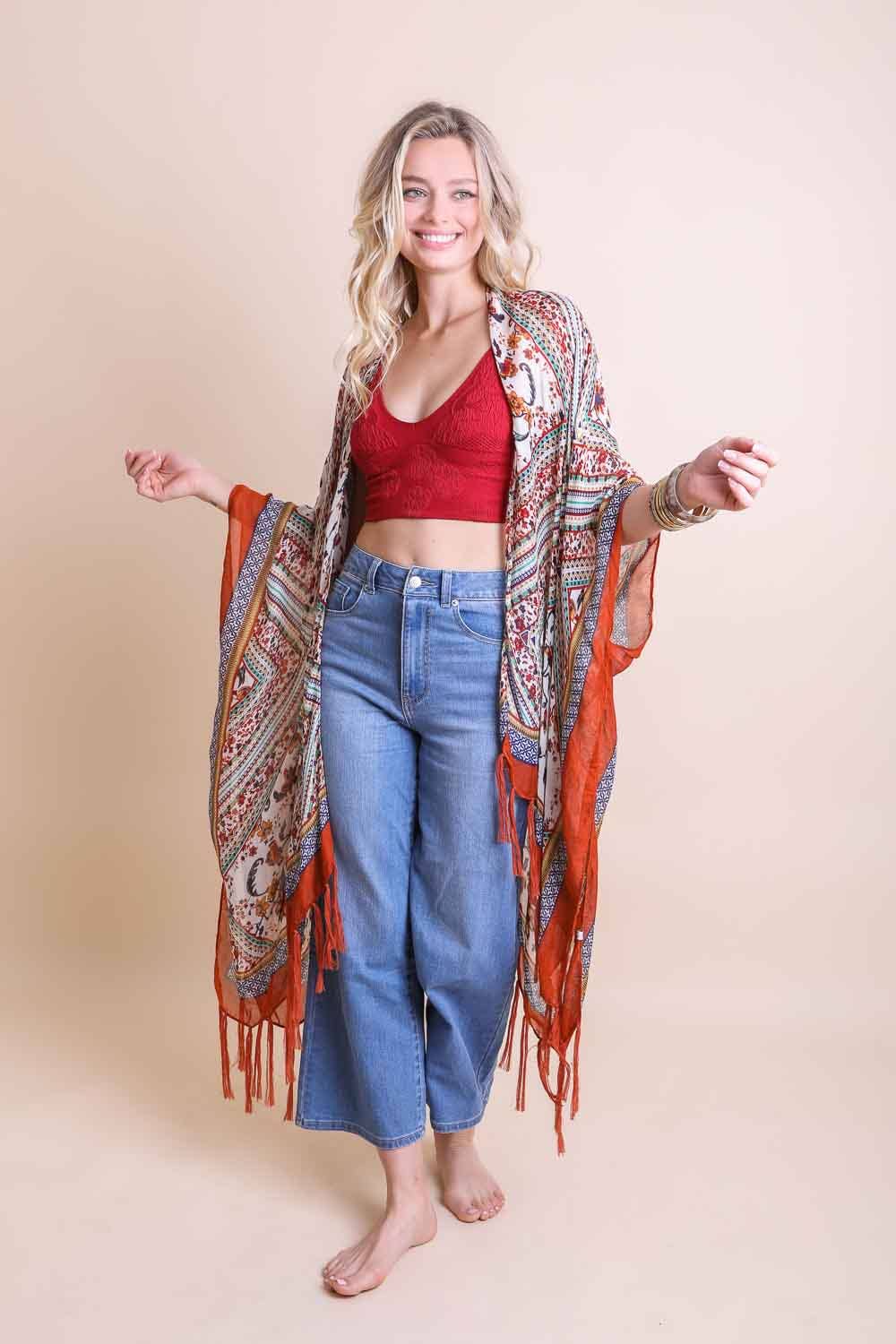 Bohemian Diamond Tassel Kimono